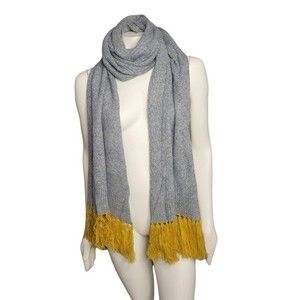 Universal Thread knit scarf gray mustard yellow